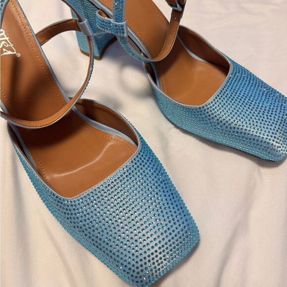 NWOT Blue Rhinestone Heels - Picture 3 of 7